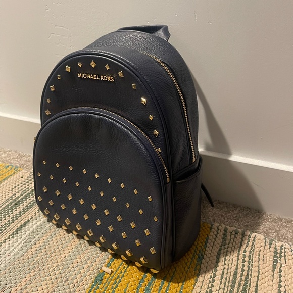 MICHAEL KORS Abbey Medium Studded Calfskin Backpack Navy - Picture 6 of 6